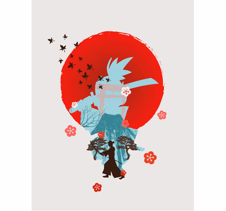 Samurai silhuett rullegardin superhelter - Tenstickers