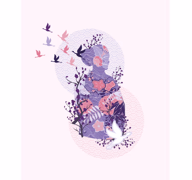 Floral silhuett kunst rullegardin blomster - Tenstickers