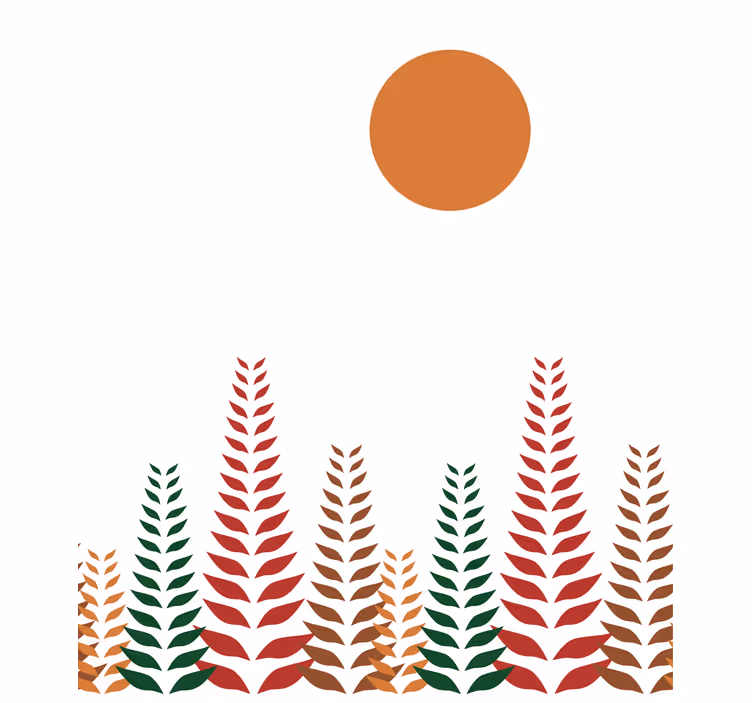 Retro løvverk og sol rullegardin moderne - Tenstickers