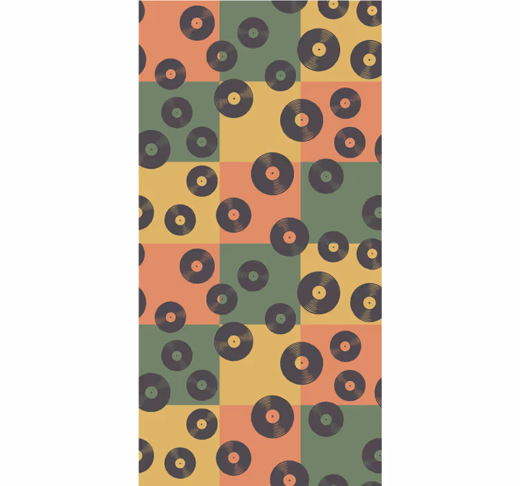Retro vinylplater rullegardin mer vintage - Tenstickers