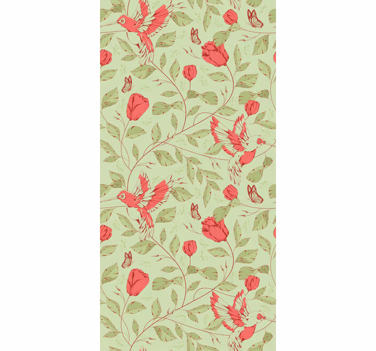 Rullegardin blomster kolibri og blomster - Tenstickers