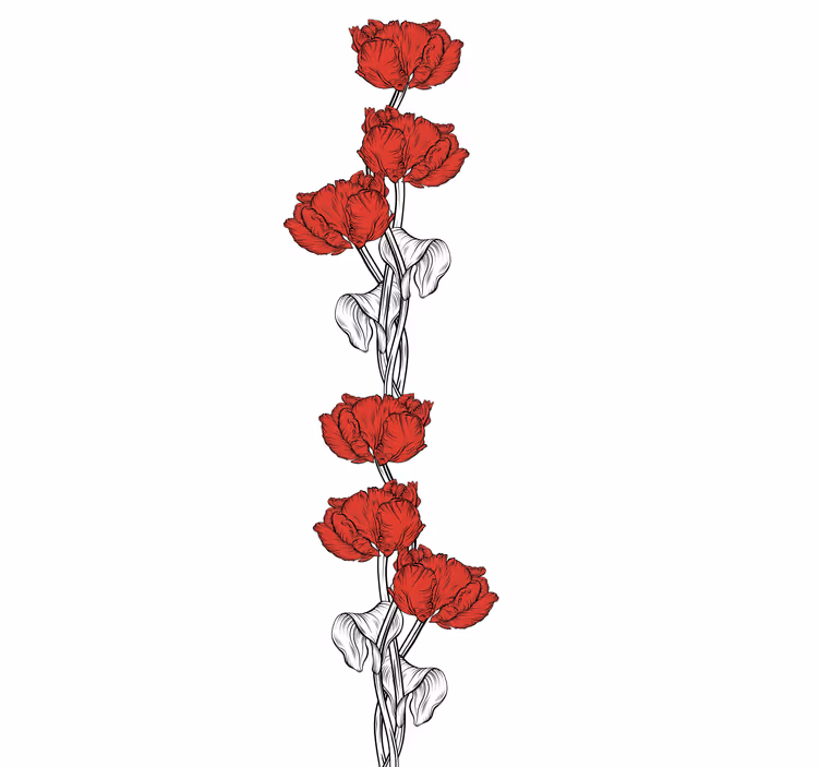 Rullegardin blomster elegante røde blomster - Tenstickers
