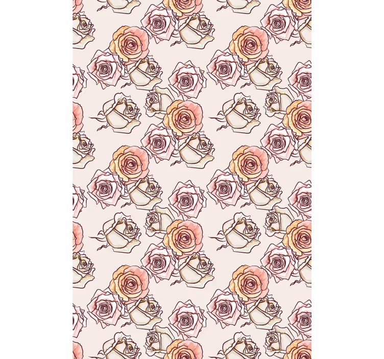 Rose illustrasjonsmønster rullegardin blomster - Tenstickers