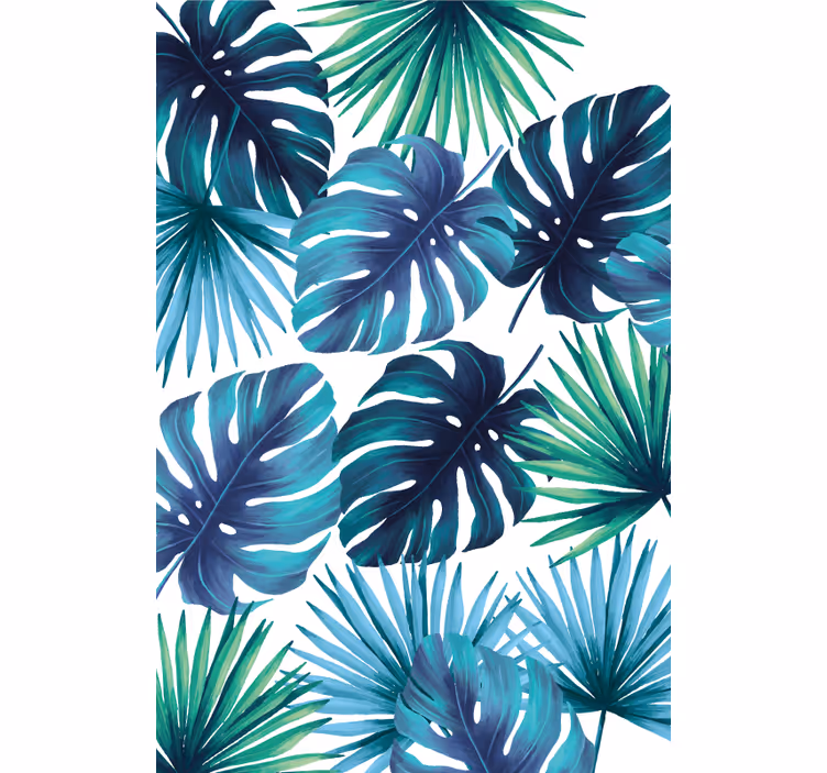 Tropiske blader i california-stil rullegardin blomster - Tenstickers