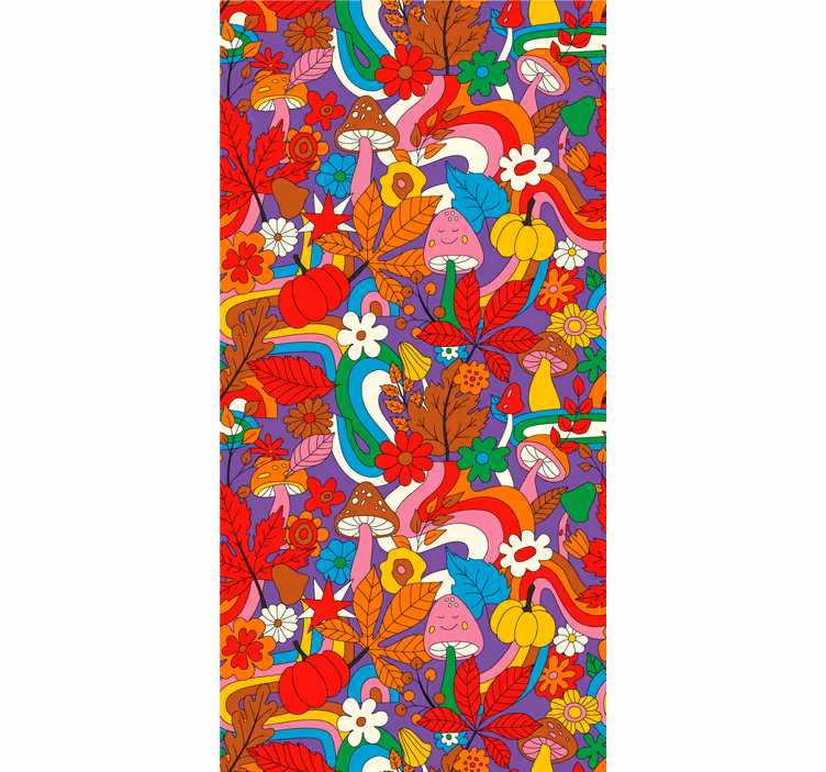 Flower power retro mønster rullegardin mer vintage - Tenstickers