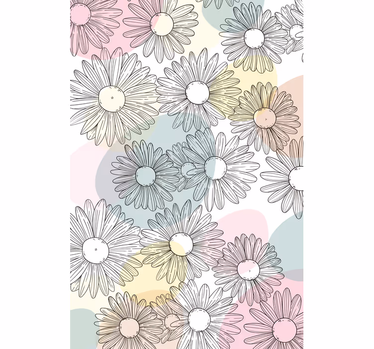 Tusenfryd og pastellfarger rullegardin blomster - Tenstickers