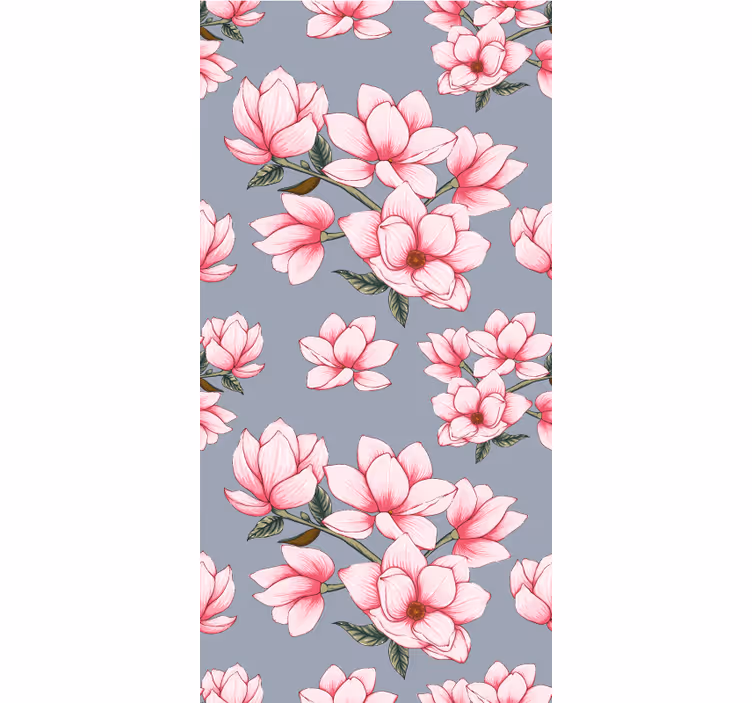 Grå og rosa rullegardin blomster - Tenstickers