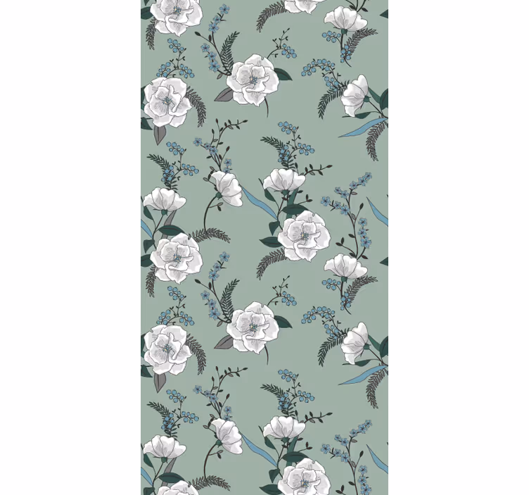 Magnolia blomstermønster rullegardin blomster - Tenstickers