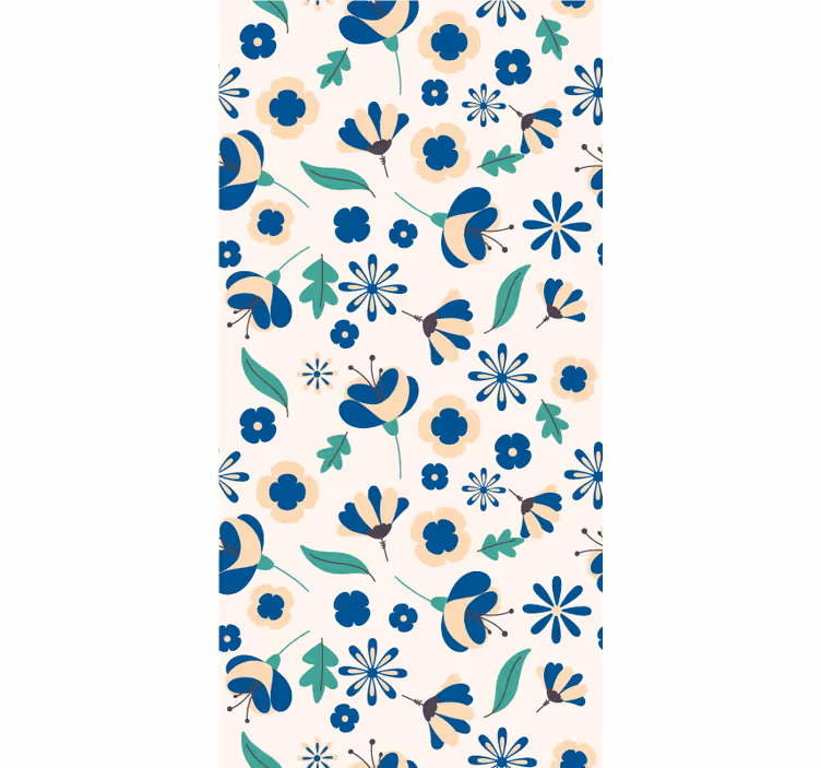 Botanisk blomstermønster rullegardin blomster - Tenstickers