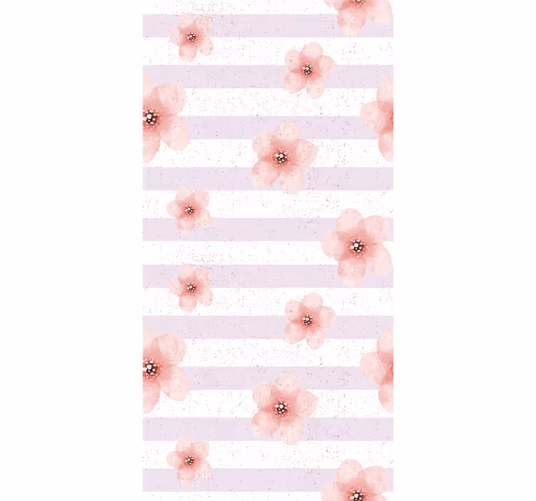 Rosa blomsterstriper rullegardin blomster - Tenstickers
