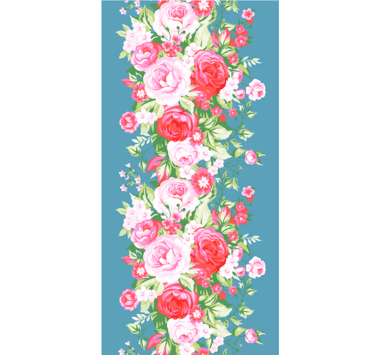 Turkis shabby chic mønster rullegardin blomster - Tenstickers
