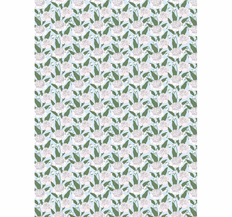 Hvitt peonmønster rullegardin blomster - Tenstickers