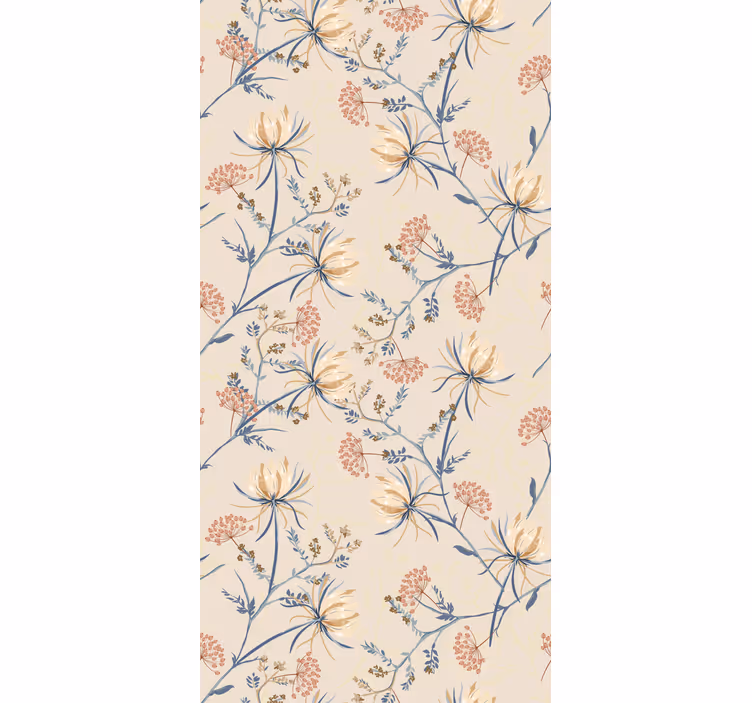 Floral blomst beige mønster rullegardin blomster - Tenstickers