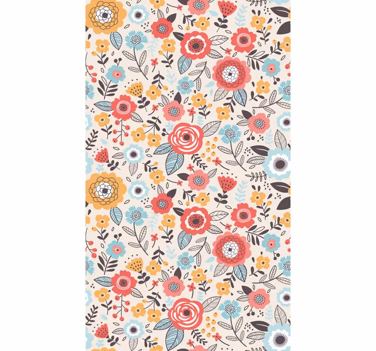 Levende botanisk arrangement rullegardin blomster - Tenstickers