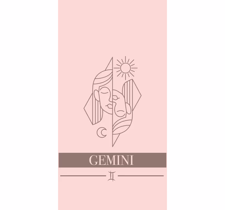 Gemini rosa kort stjernetegn design rullegardin ungdom - Tenstickers