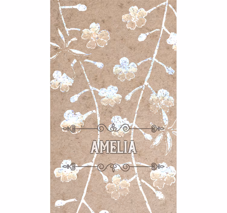 Beige blomsterdesign med navn rullegardin ekteskap - Tenstickers