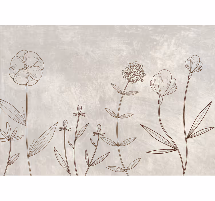 Grått blomsterskissemønster rullegardin stue - Tenstickers