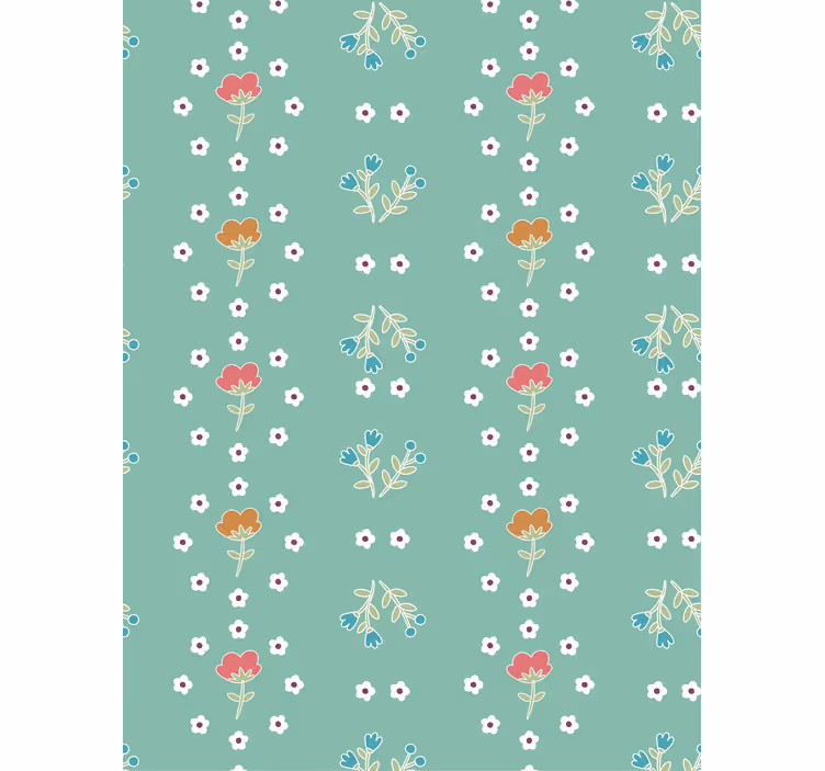 Turkis temakomposisjon rullegardin blomster - Tenstickers