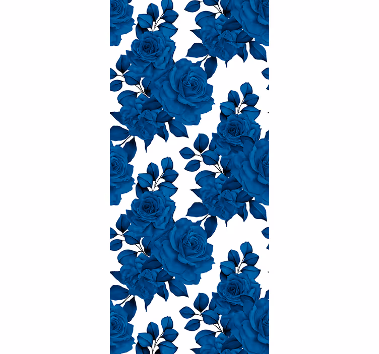 Asurblå blomst motiv rullegardin blomster - Tenstickers