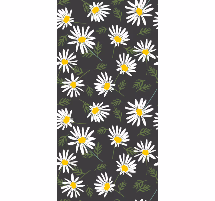 Realistiske tusenfryd med mønsterdekor rullegardin blomster - Tenstickers