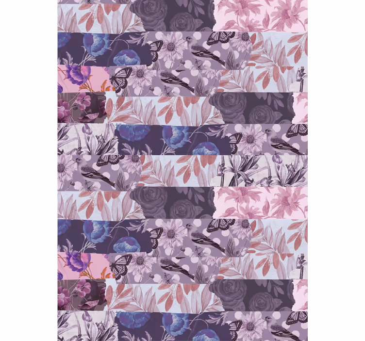 Blomster collage blomster rullegardin - Tenstickers