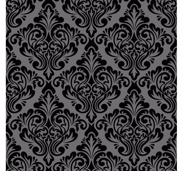 Vintage svart damask rullegardin stue - Tenstickers