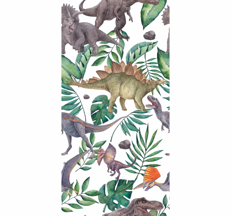 Jurassic akvarell mønster dinosaur rullegardin - Tenstickers