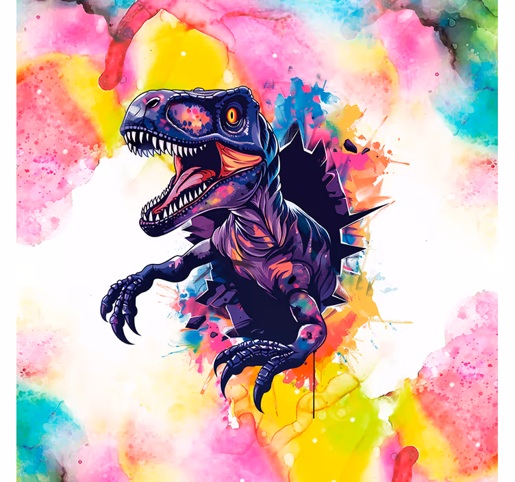 Mettede farger velociraptor dinosaur rullegardin - Tenstickers