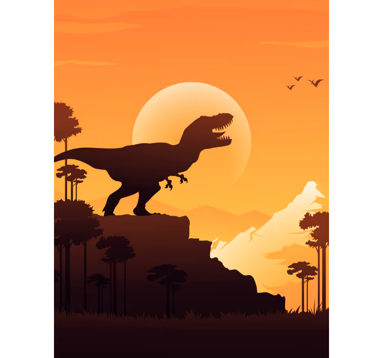 T-rex silhuett dinosaur rullegardin - Tenstickers