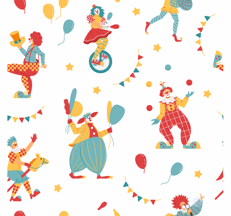 Klovner med ballonger morsomme rullegardin - Tenstickers