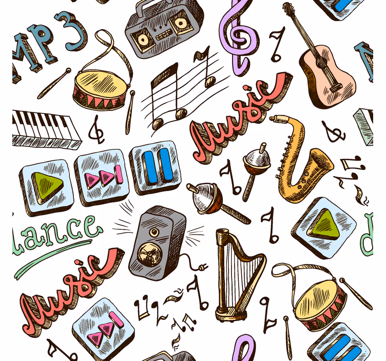 Musikkmønster morsomme rullegardin - Tenstickers