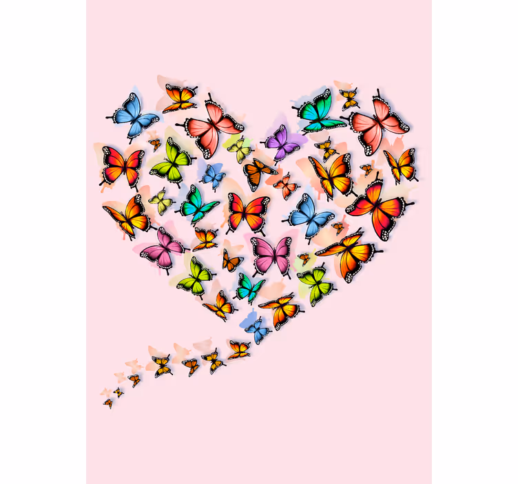 Hjerte design rullegardin sommerfugl - Tenstickers