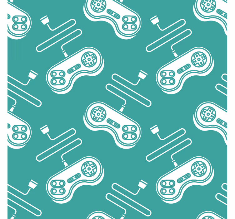 Retro hvit kontroller mønster nerdete rullegardin - Tenstickers
