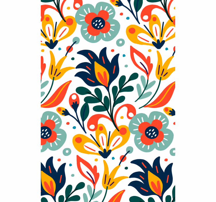 Botanisk motivtrykk rullegardin blomster - Tenstickers