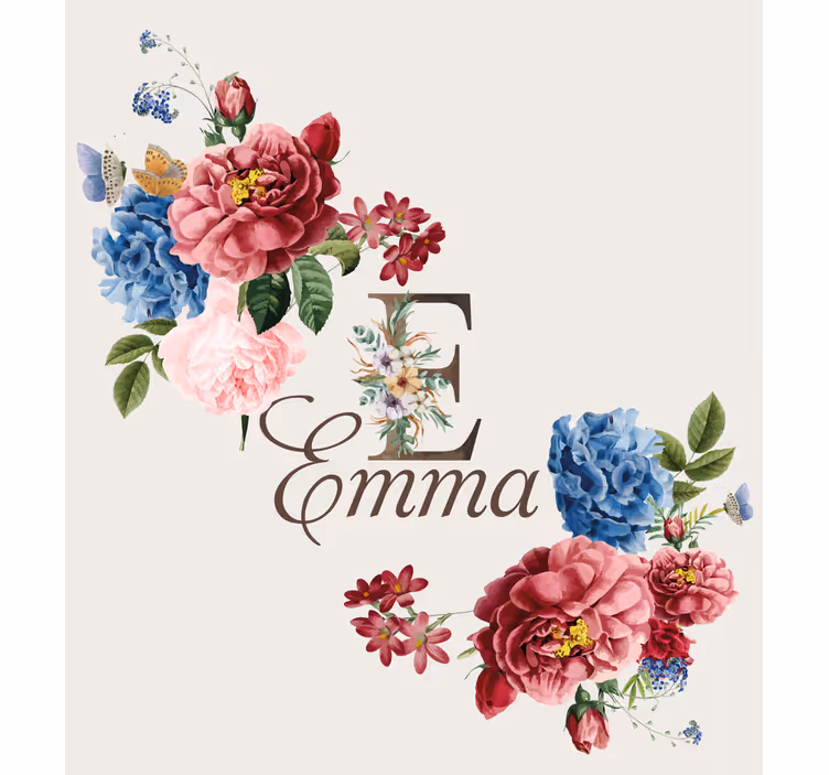 Floral initial personlig rullegardin - Tenstickers