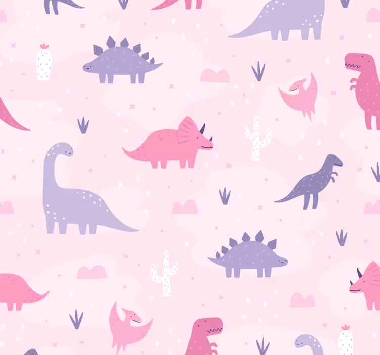 Rosa bakgrunn rullegardin dinosaur - Tenstickers