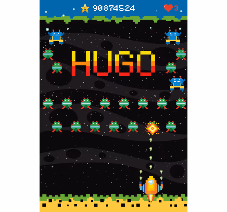 8 bits arkadeskjerm rullegardin nerdere - Tenstickers