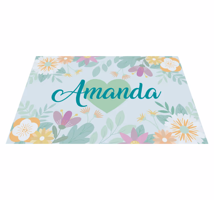 Spisebrikke med navn blomsterhjerte amanda - Tenstickers