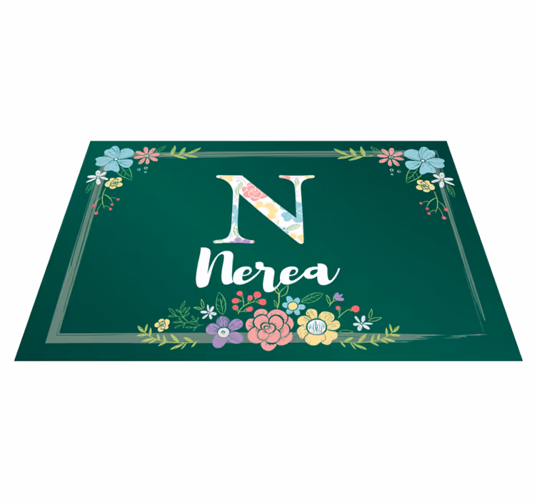 Grønn med blomster som kan tilpasses navn spisebrikker - Tenstickers
