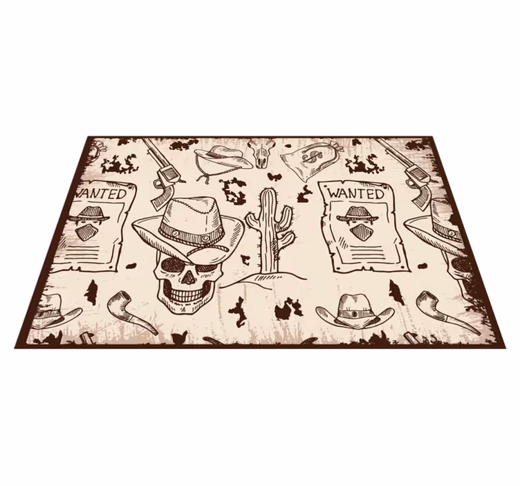 Spisebrikke original med hodeskalle og cowboymotiv - Tenstickers