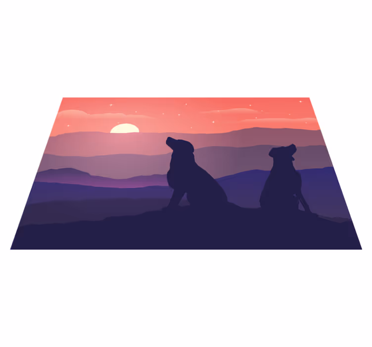 Solnedgang og hundevinylplattemat - Tenstickers