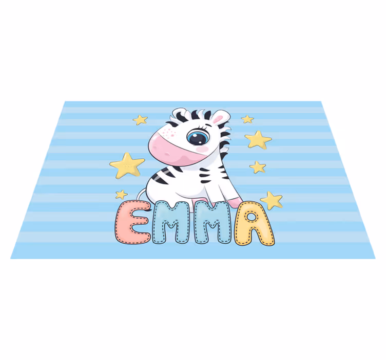 Søt sebra med navn personlige placemats - Tenstickers