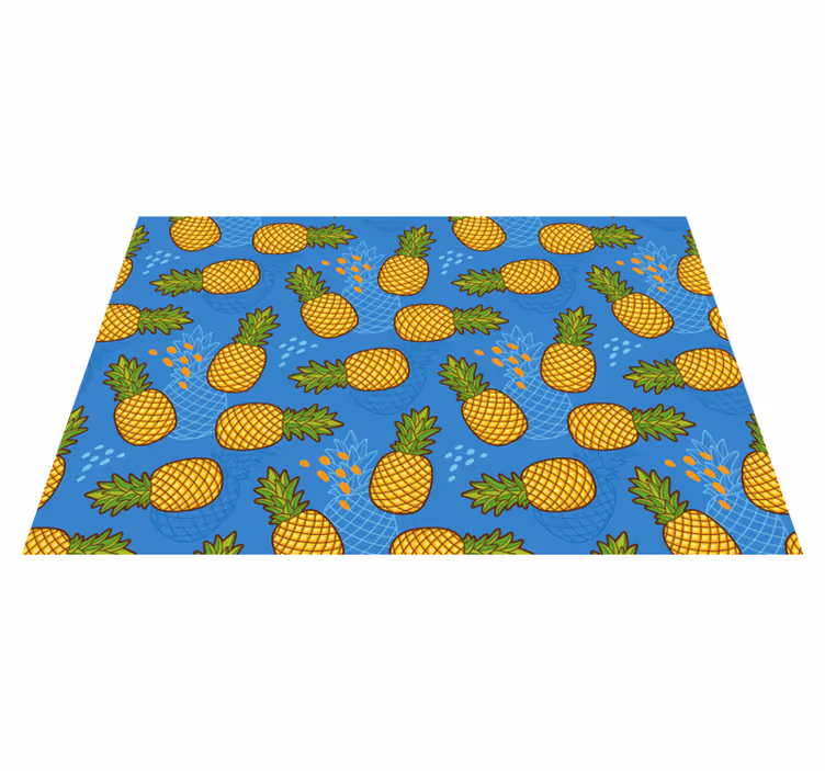 Ananas på blå bakgrunn original matemat - Tenstickers