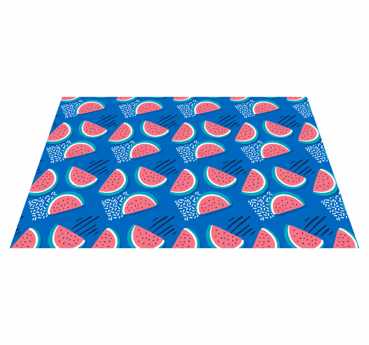 Skiver vannmelon på blå originale matretter - Tenstickers