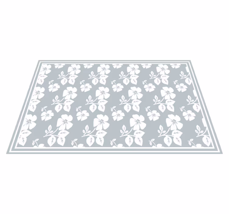 Grå bakgrunn med hvite blomster spisebrikker - Tenstickers