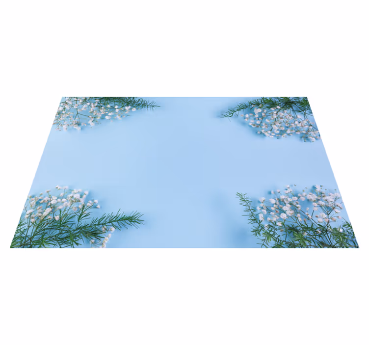 Blå bakgrunn med blomster originale spisebrikker - Tenstickers