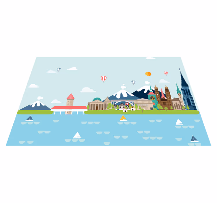 Fargerik bylandskap spisebrikke original - Tenstickers