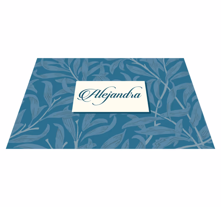 Spisebrikke med navn elegant bladdesign - Tenstickers