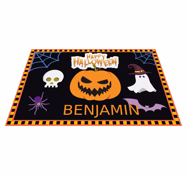 Barn halloween mønster med navn spisebrikke Halloween - Tenstickers