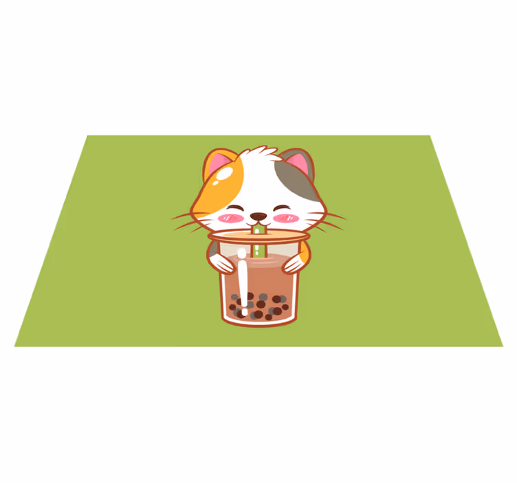 Katt som drikker sjokolade spisebrikke spedbarn - Tenstickers
